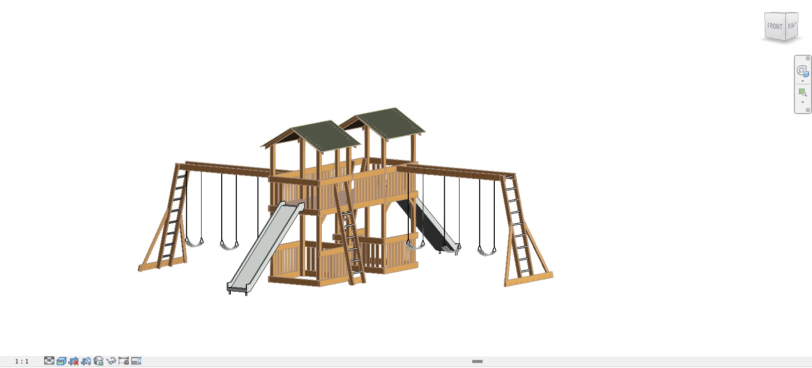 wooden playground model A002 3D model_8