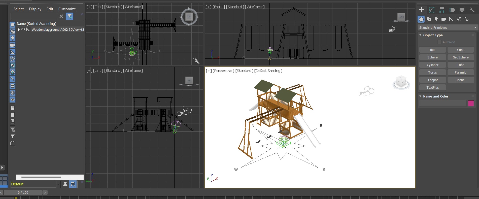 wooden playground model A002 3D model_4