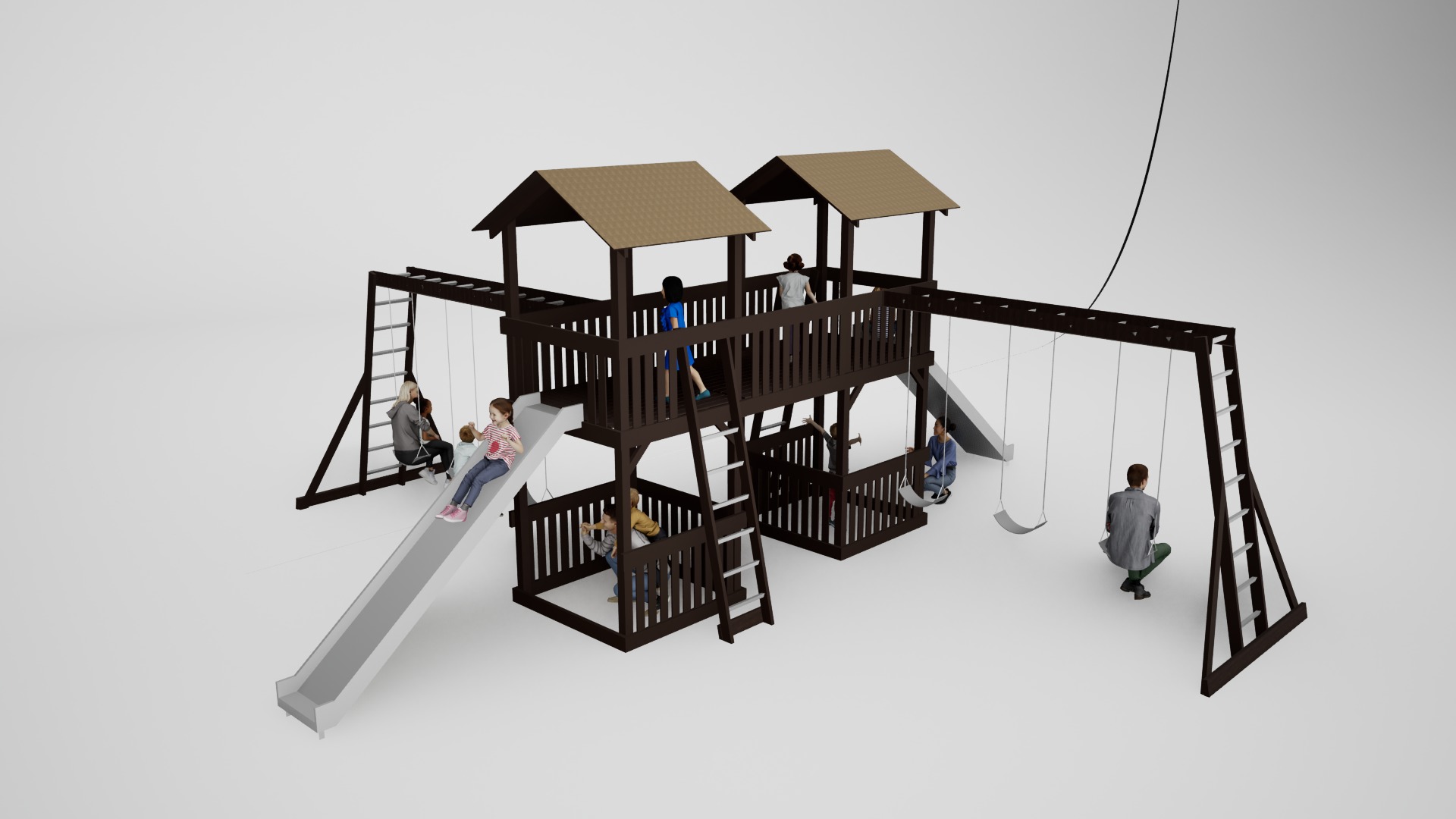 wooden playground model A002 3D model_7