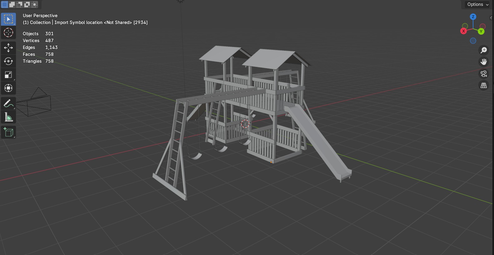 wooden playground model A002 3D model_3