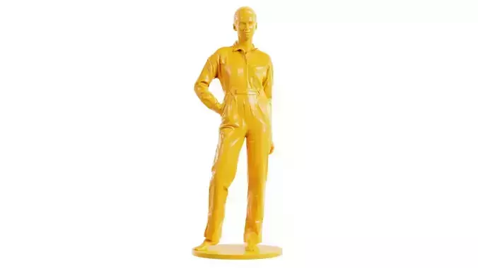 Woman Wearing Jeans Salopet 02 3D print model