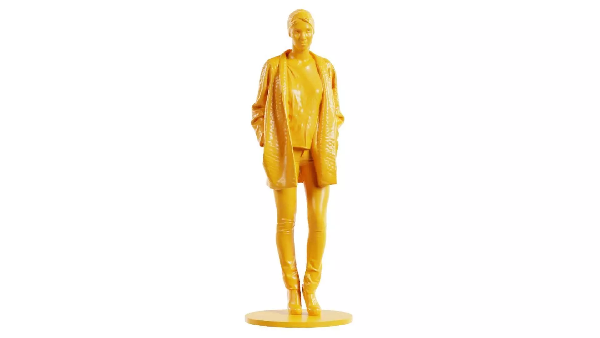 Woman Wearing Jeans Cardigan and Head Scarf 3D print model