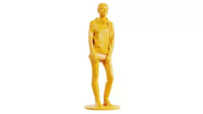 Long Braid Woman Posing Idle 3D print model