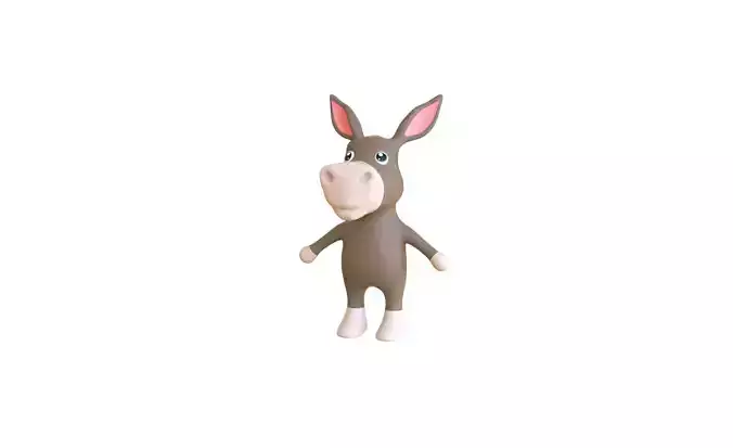 High-Quality 3D Cute Donkey for Games Low-poly 3D model