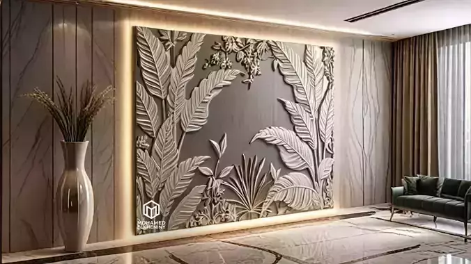 modern panel wall decor set wall relief mural CNC 123