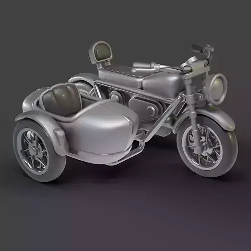 Cartoon Motorcycle With Sidecar 01
