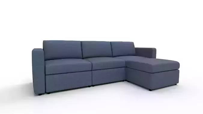 Sectional with Narrow Arm and Storage Ottoman 3D model