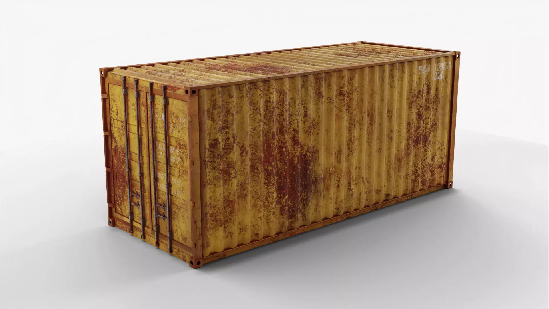 20Ft Cargo Container - Yellow - Rusted 3D model_0