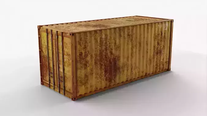 20Ft Cargo Container - Yellow - Rusted 3D model