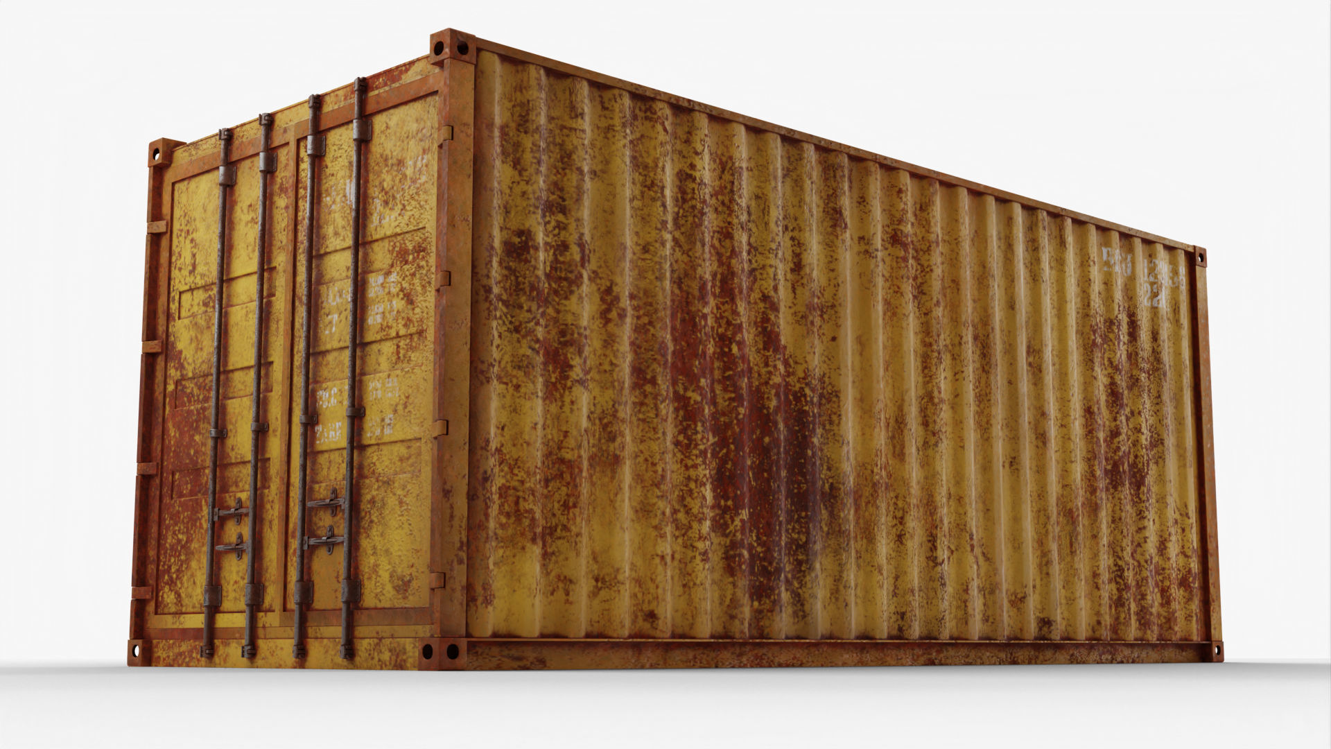 20Ft Cargo Container - Yellow - Rusted 3D model_3