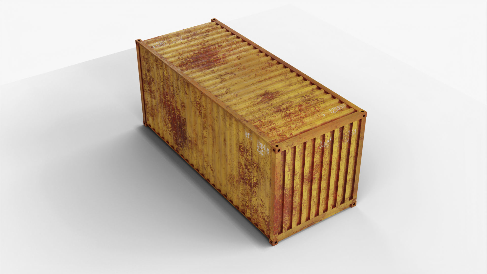 20Ft Cargo Container - Yellow - Rusted 3D model_5
