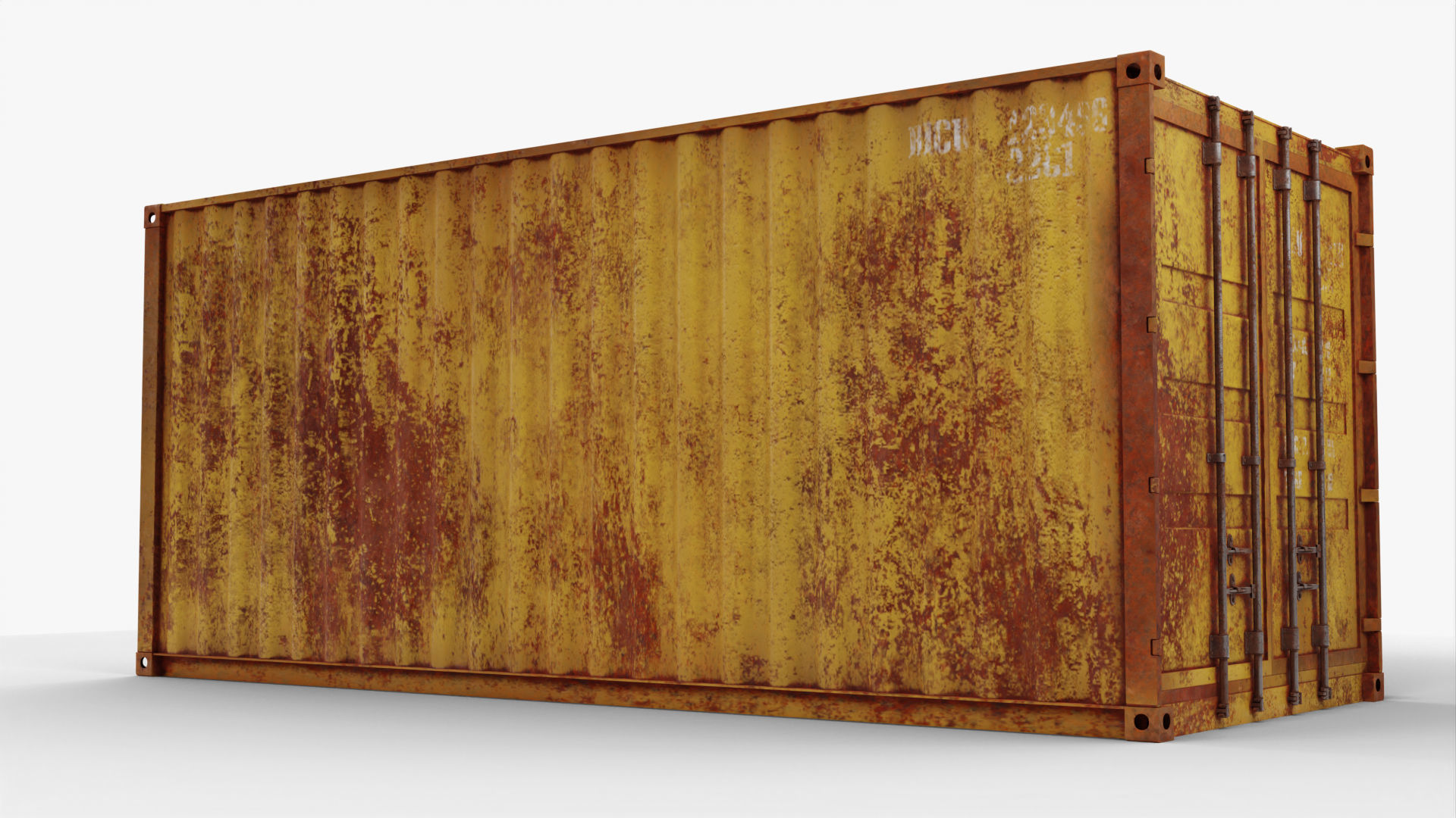 20Ft Cargo Container - Yellow - Rusted 3D model_6