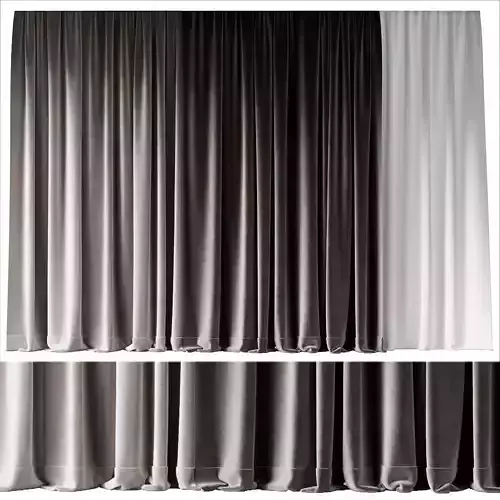 Set of soft brown silk curtains with wrinkles collections 07 HBH Low-poly 3D model