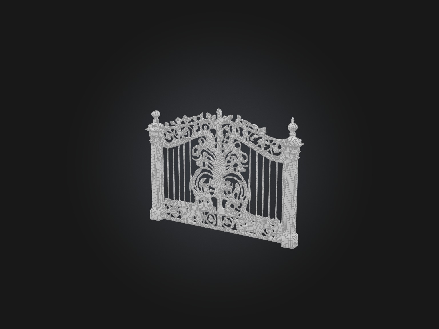 Wrought Iron Gate Model Low-poly 3D model_5