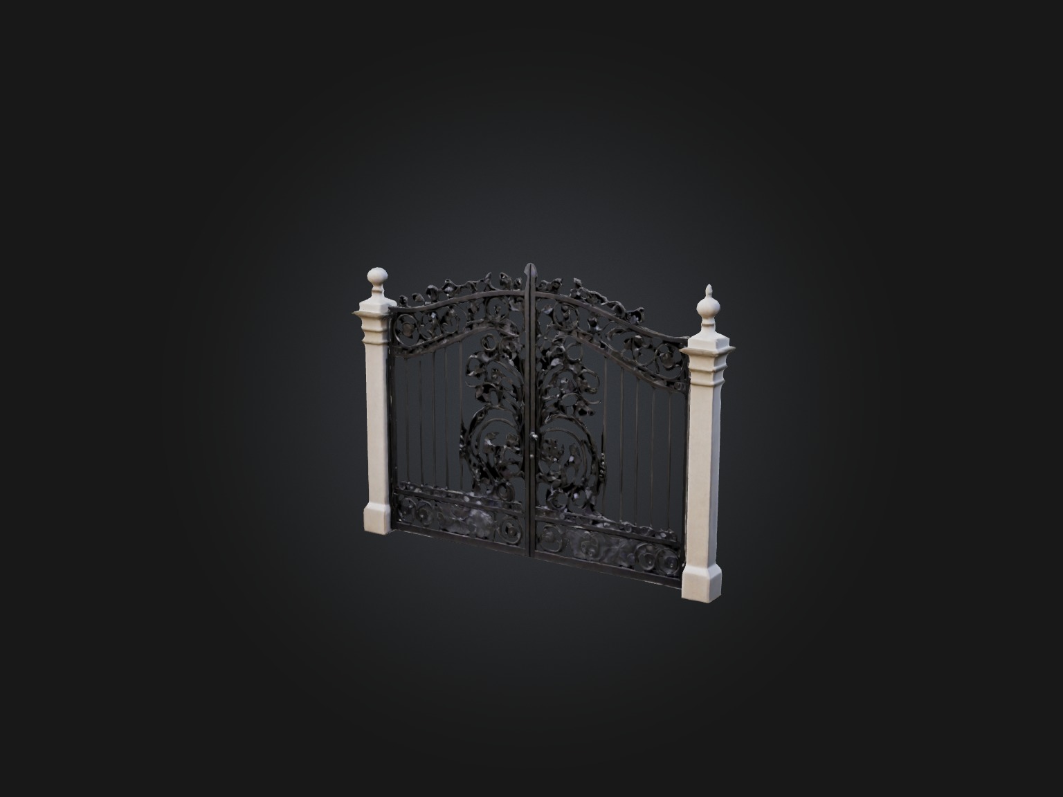 Wrought Iron Gate Model Low-poly 3D model_11