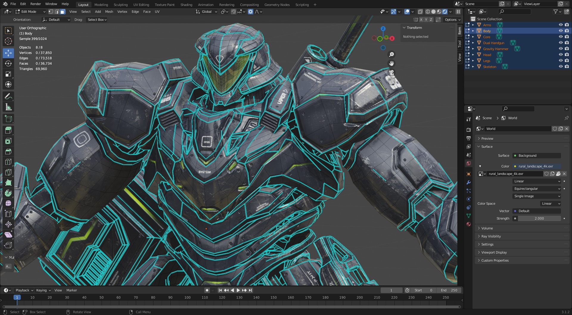 Low Poly - Cybernetic Jormungandr Son of Loki Low-poly 3D model_17
