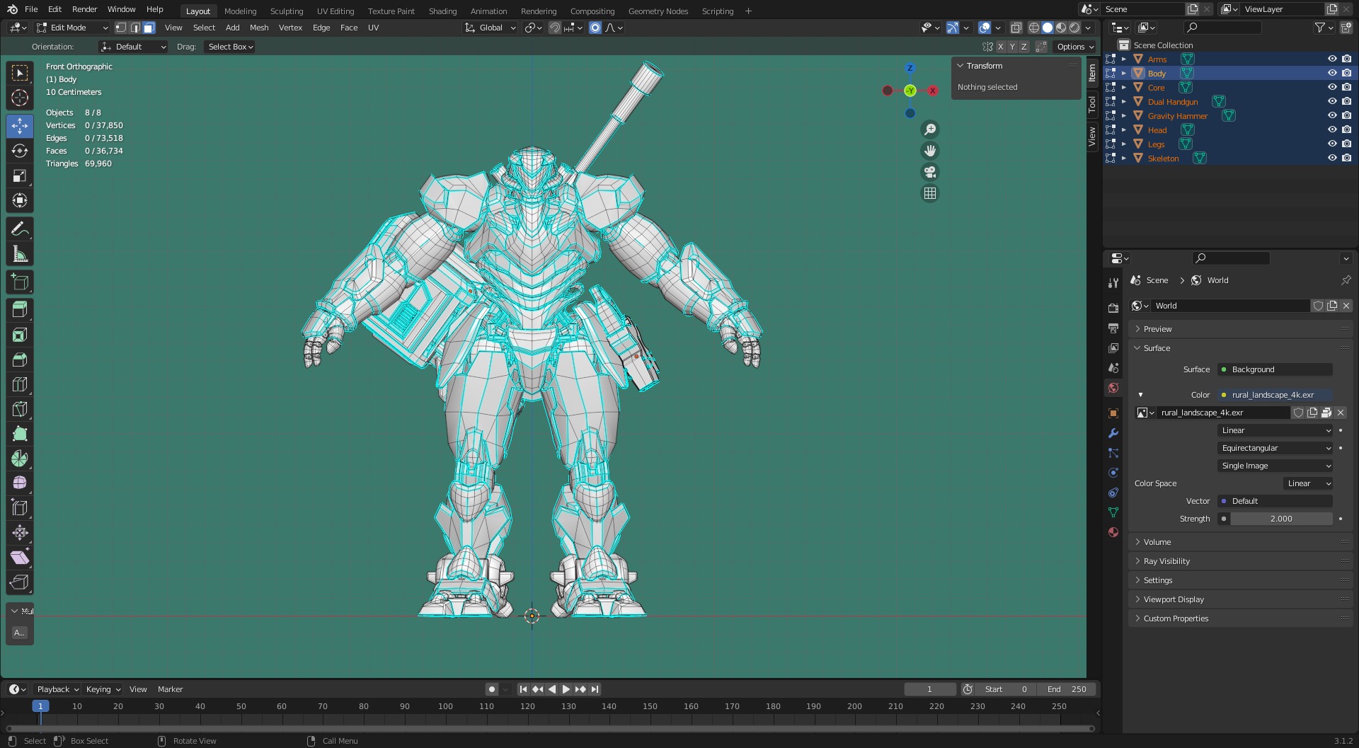 Low Poly - Cybernetic Jormungandr Son of Loki Low-poly 3D model_16