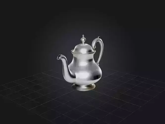 Silver Teapot Model Low-poly 3D model