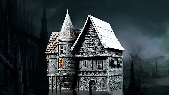A house with a tower 3D print model