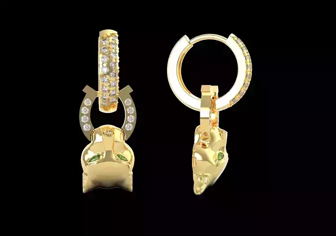 Panther head transformer earrings 