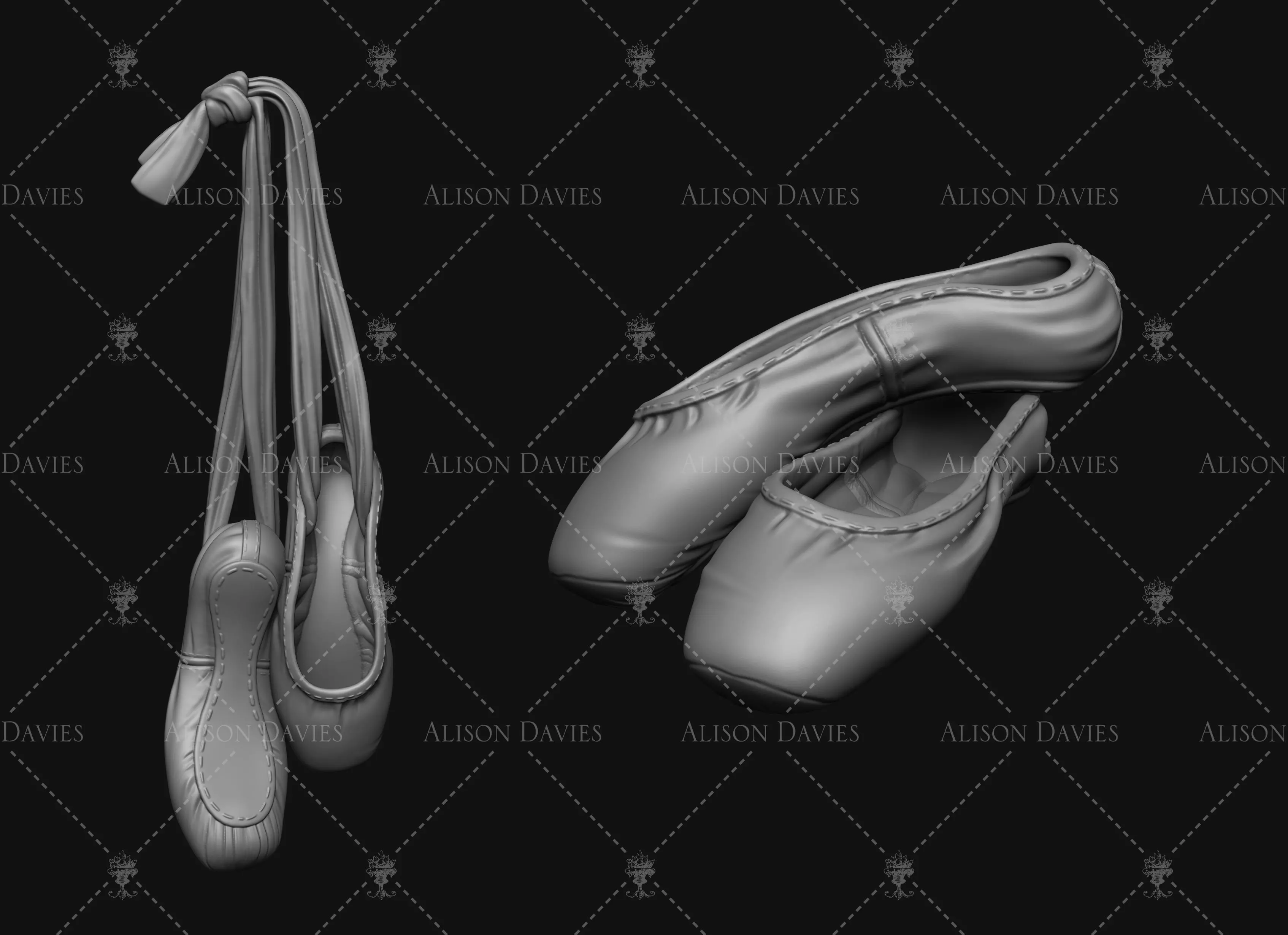 SET of 3 pairs of Ballet slippers shoes printable  3D print model_0
