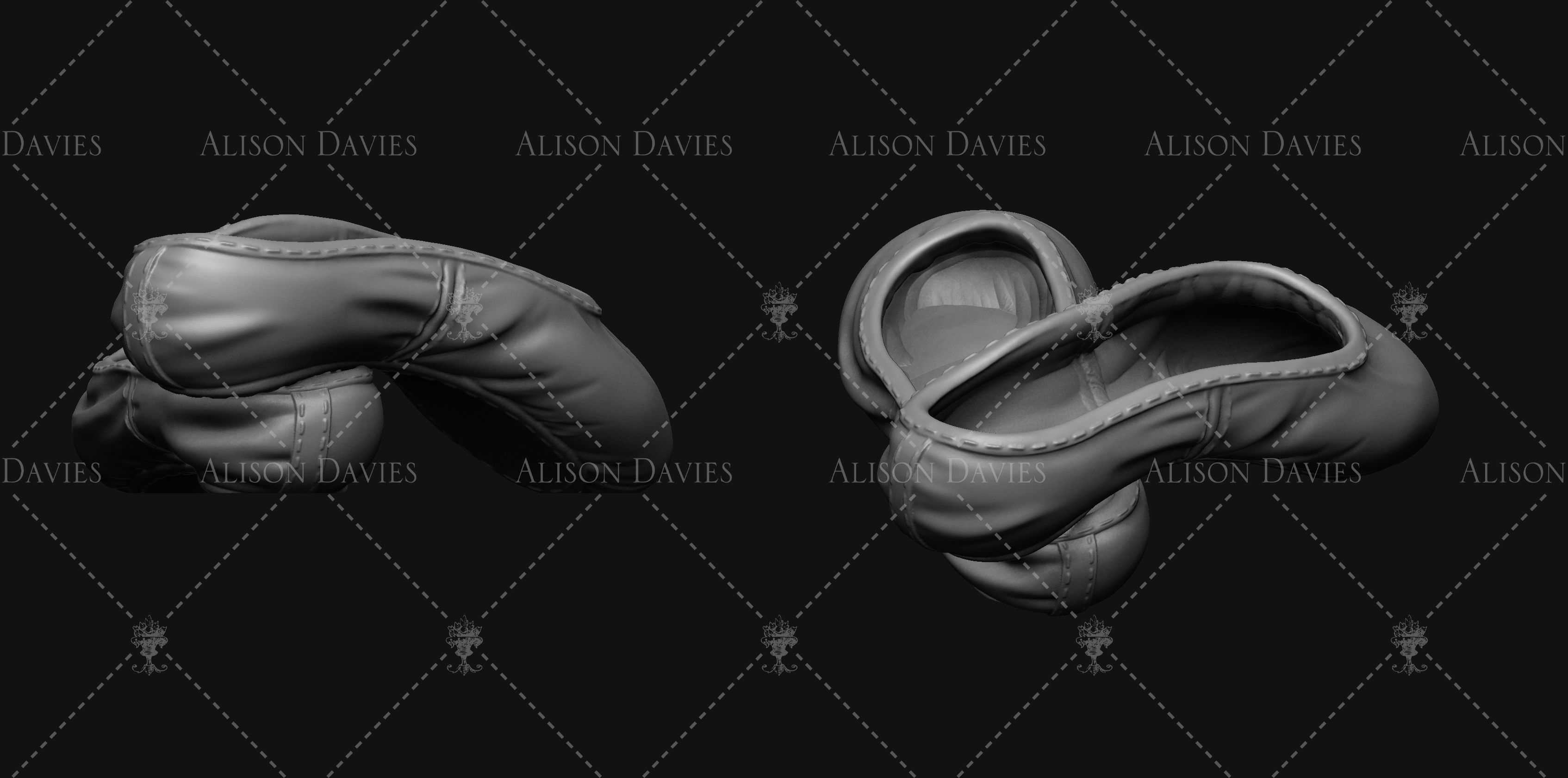 SET of 3 pairs of Ballet slippers shoes printable  3D print model_4