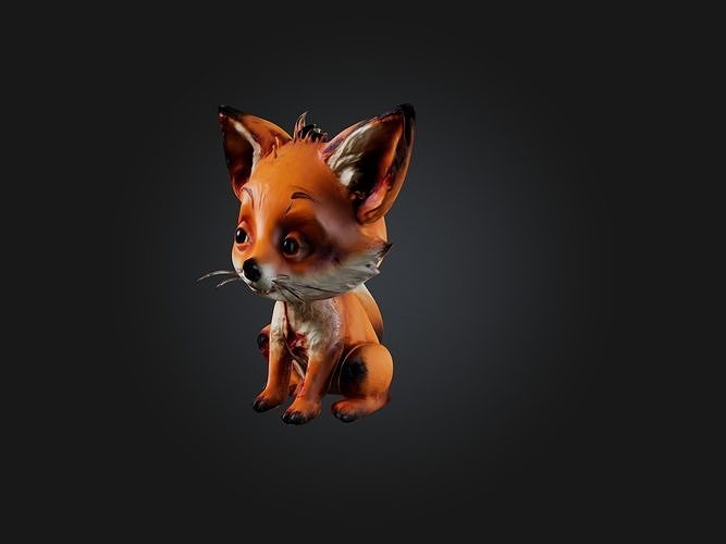Realistic Wounded Fox Cub Model Low-poly 3D model