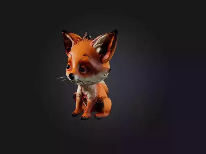 Realistic Wounded Fox Cub Model Low-poly 3D model