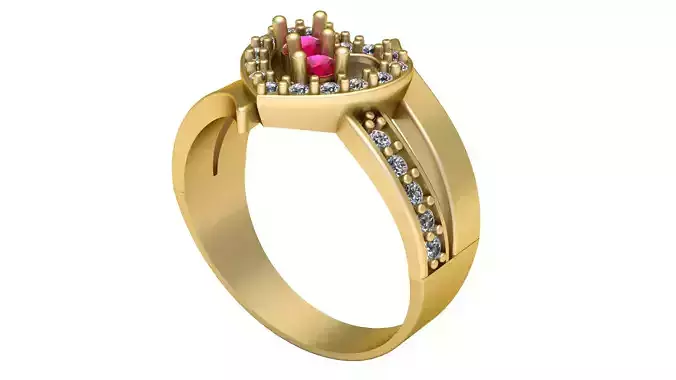 PRECIOUS HEART DIAMOND RING 3D PRINTABLE MODEL