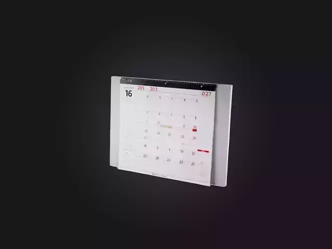 Realistic Wall Calendar Model Low-poly 3D model Realistic Wall Calendar Model Low-poly 3D model
