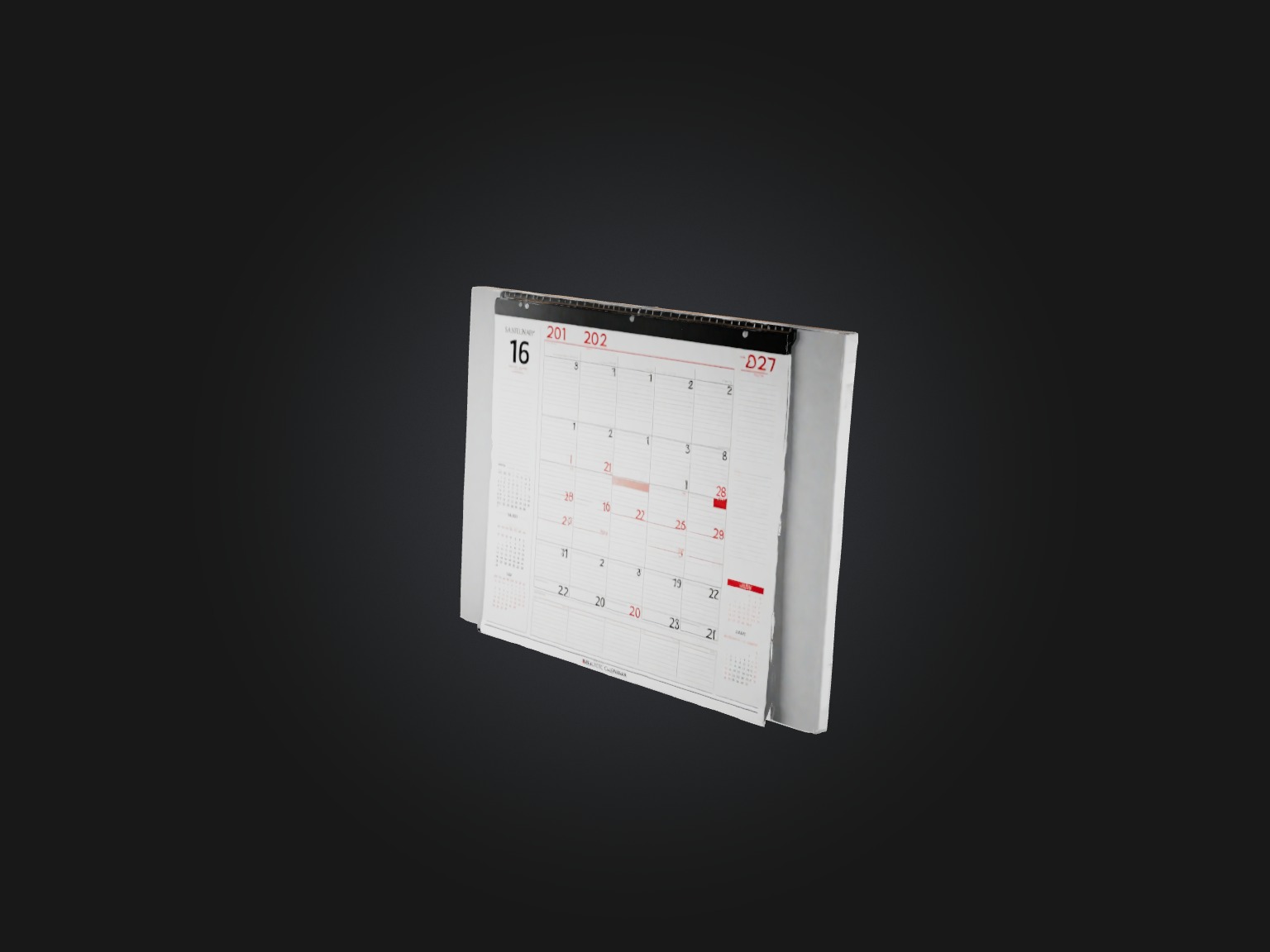 Realistic Wall Calendar Model Low-poly 3D model_8