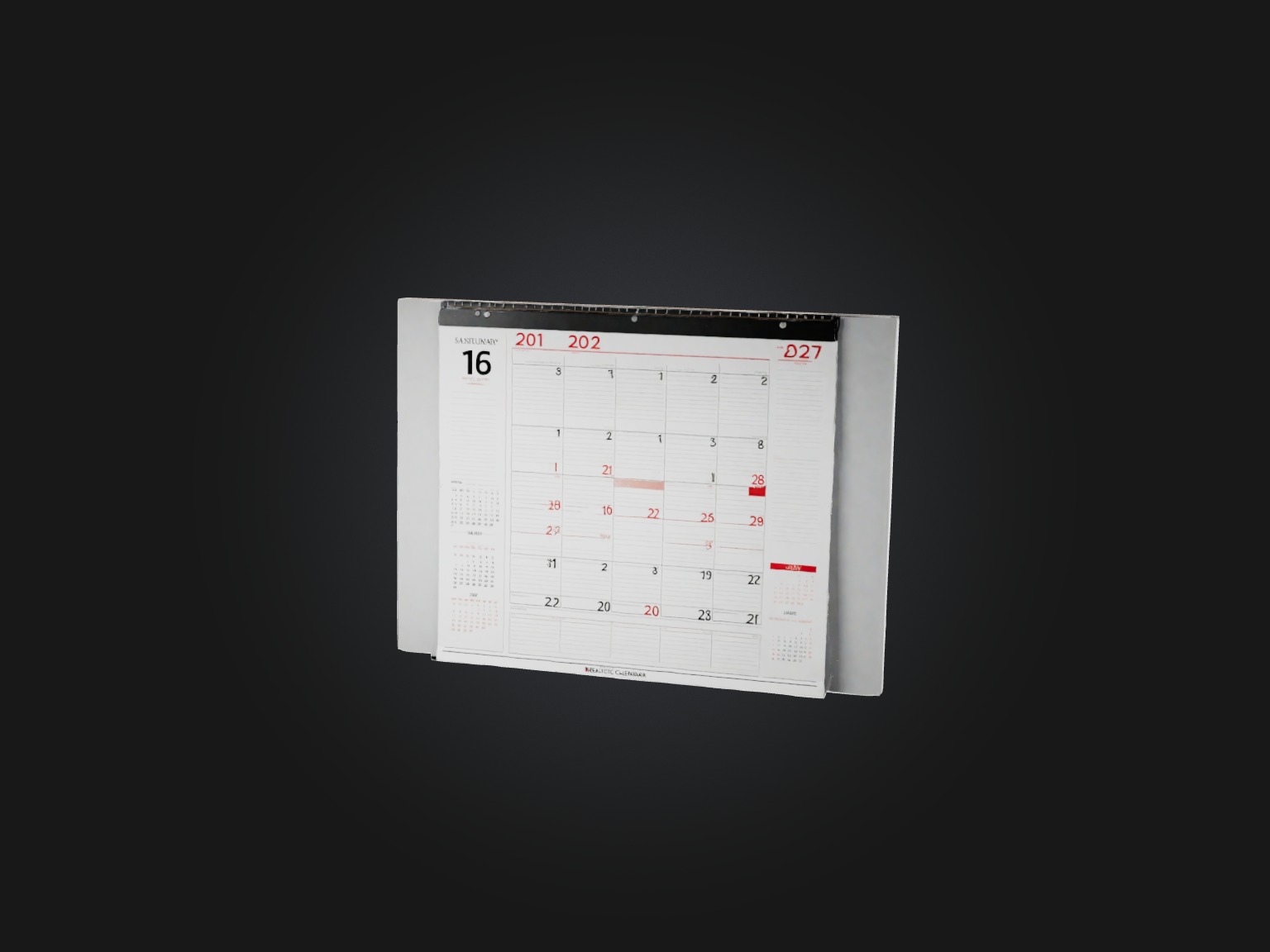 Realistic Wall Calendar Model Low-poly 3D model_1