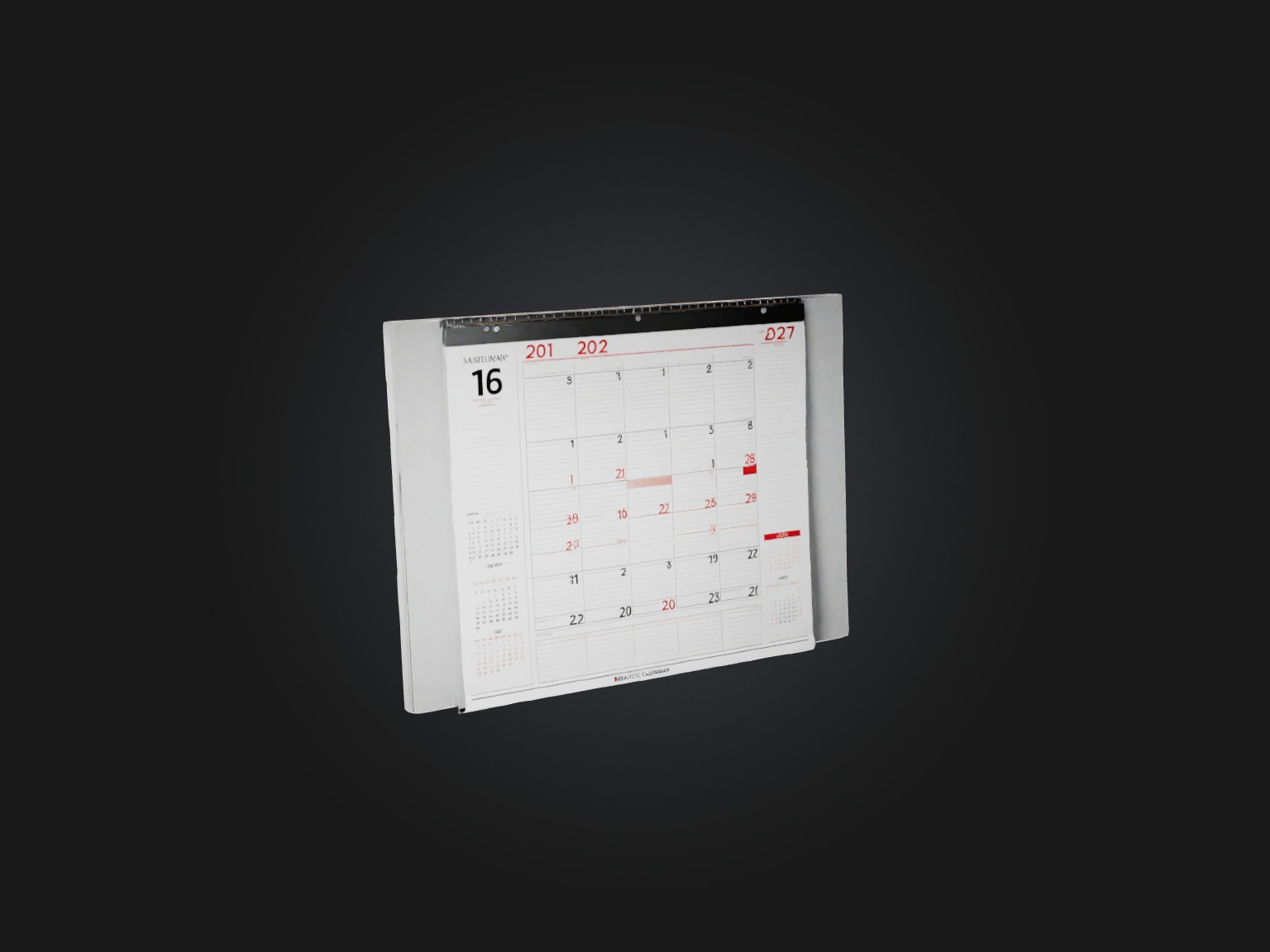 Realistic Wall Calendar Model Low-poly 3D model_4