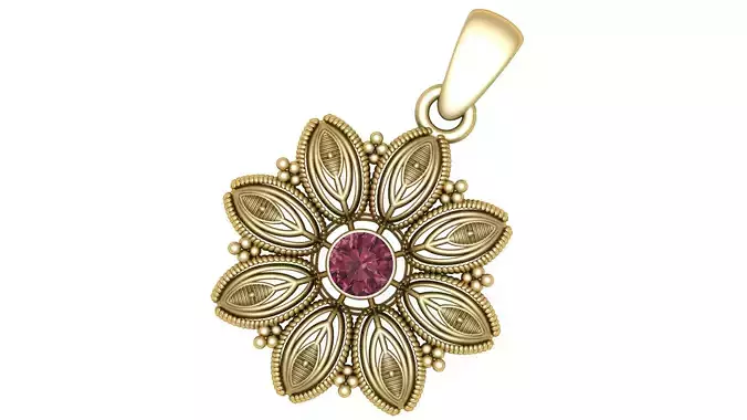 RED RUBY FLOWER PENDANT 3D PRINTABLE MODEL