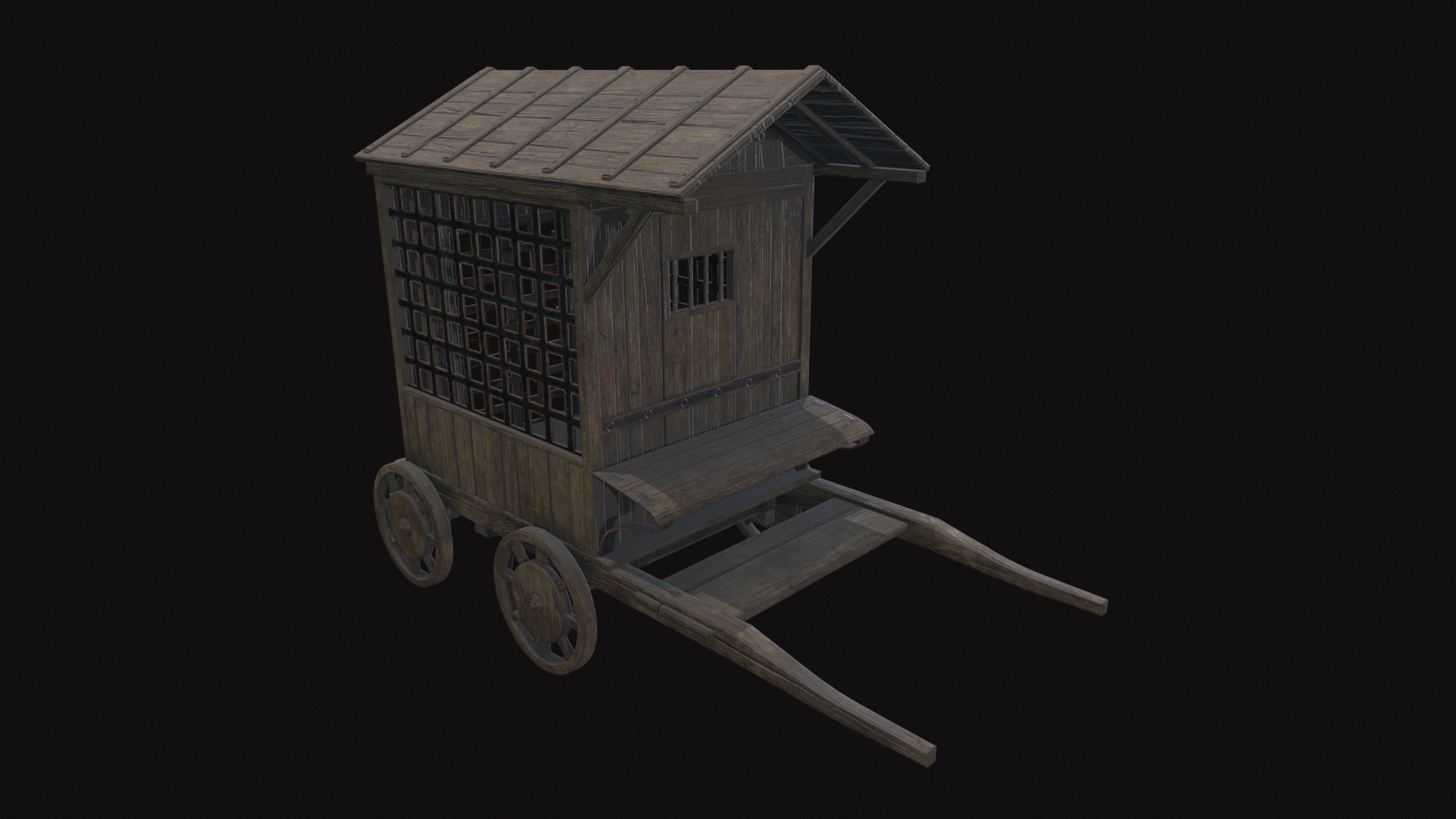 Medieval Carriage V07 Low-poly 3D model_2