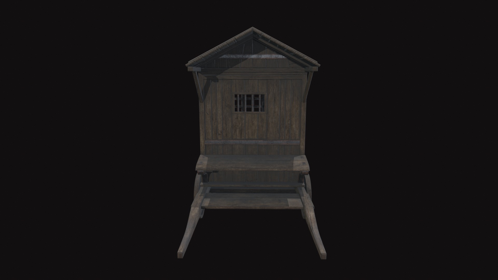 Medieval Carriage V07 Low-poly 3D model_4