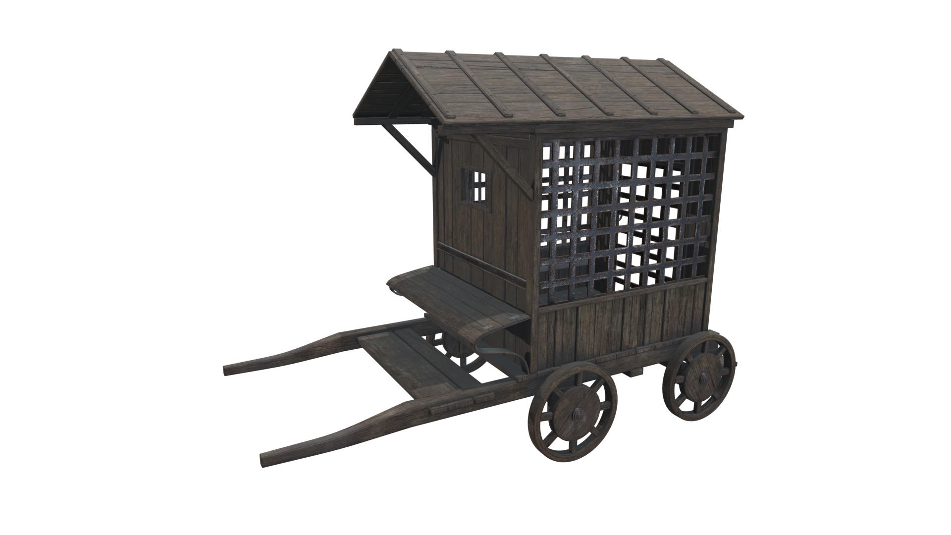 Medieval Carriage V07 Low-poly 3D model_8