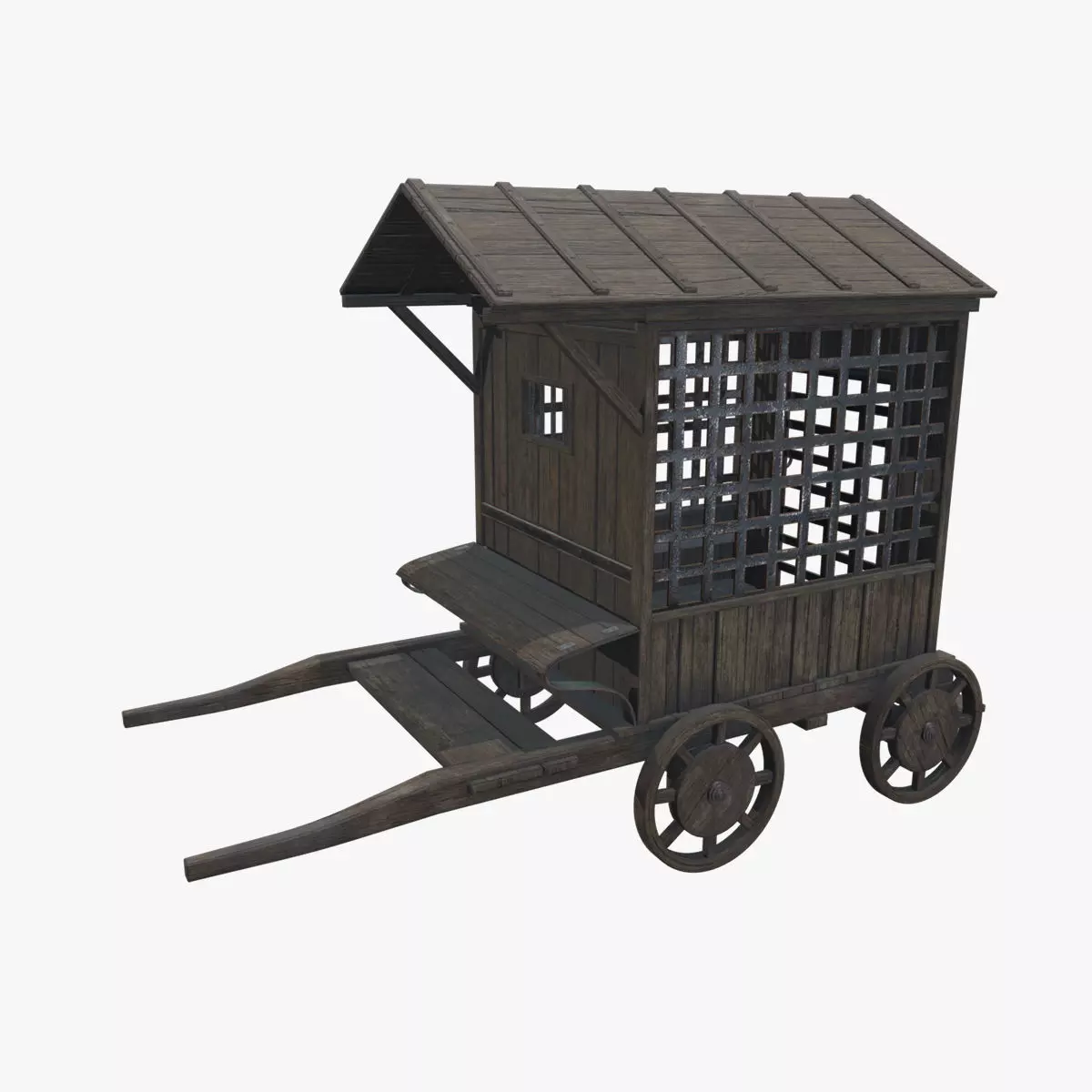 Medieval Carriage V07 Low-poly 3D model_0