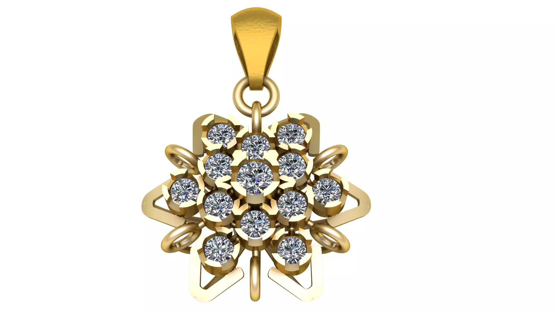 FLOWER STYLISH DIAMOND PENDANT 3D PRINTABLE MODEL 3D print model