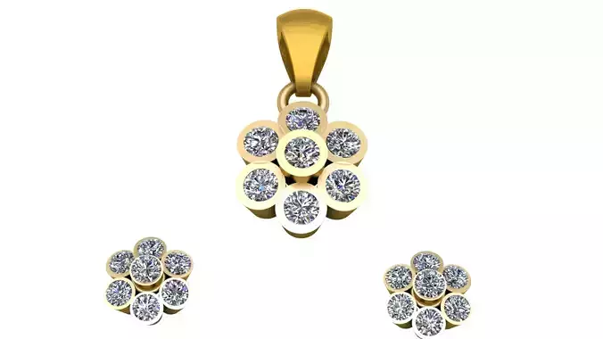 SUNFLOWER STYLISH LOCKET SET 3D PRINTABLE MODEL