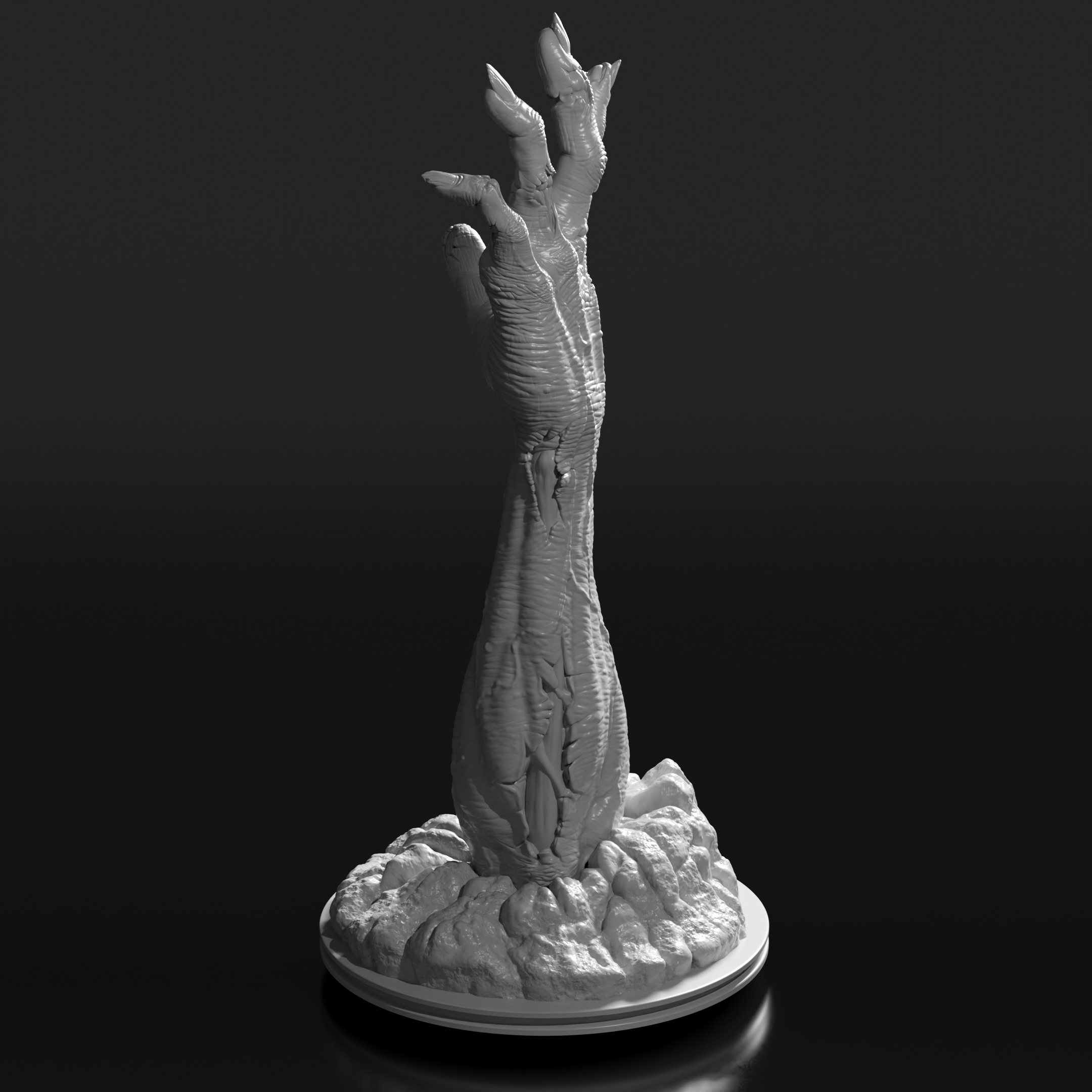 Zombie hand bursting from the ground 3d printable sculpture  3D print model_8