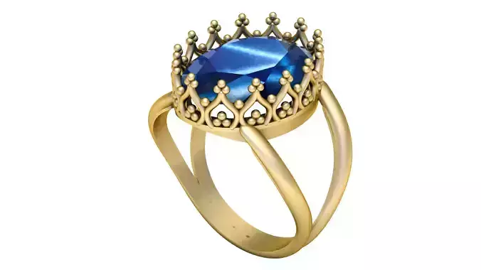 PRECIOUS BLUE SAPPHIRE ENGAGEMENT RING 3D PRINTABLE MODEL