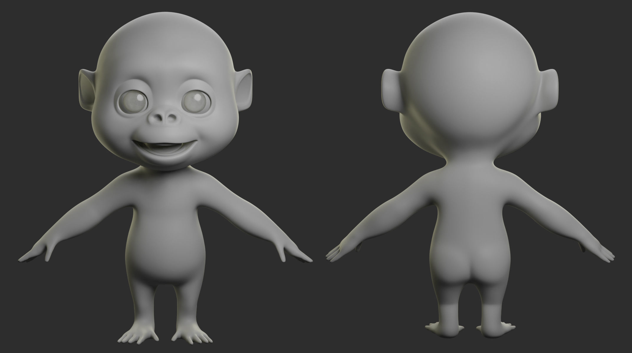 Gorilla Cartoon Low-poly 3D model_2