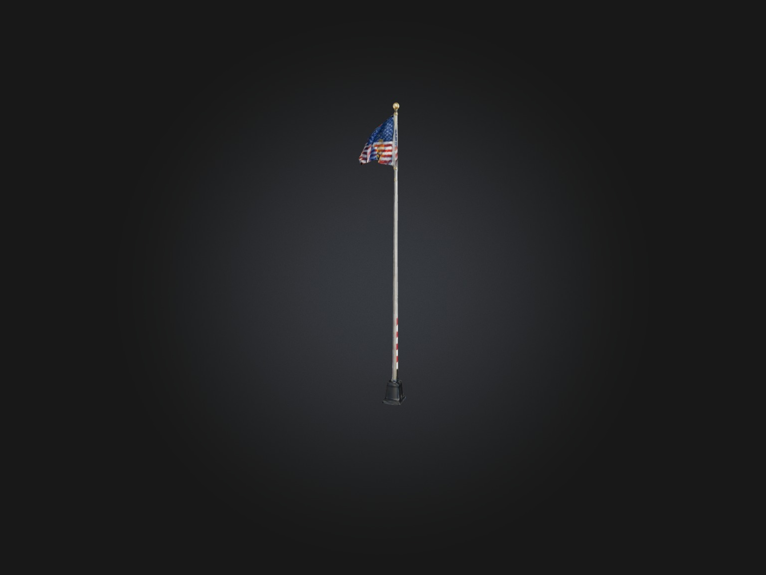 Realistic School Flagpole Model Low-poly 3D model_4