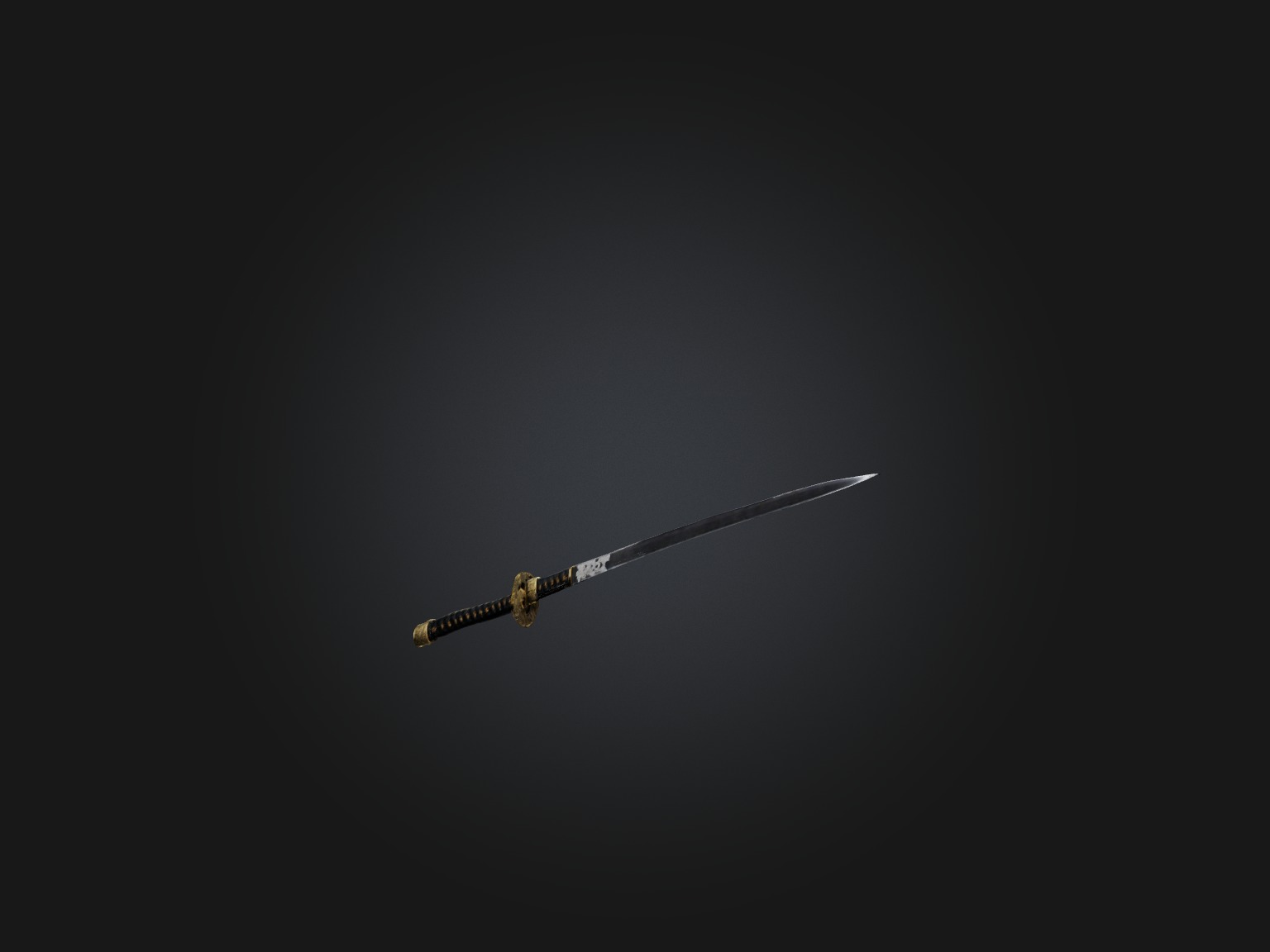 Realistic Samurai Sword Model Low-poly 3D model_1