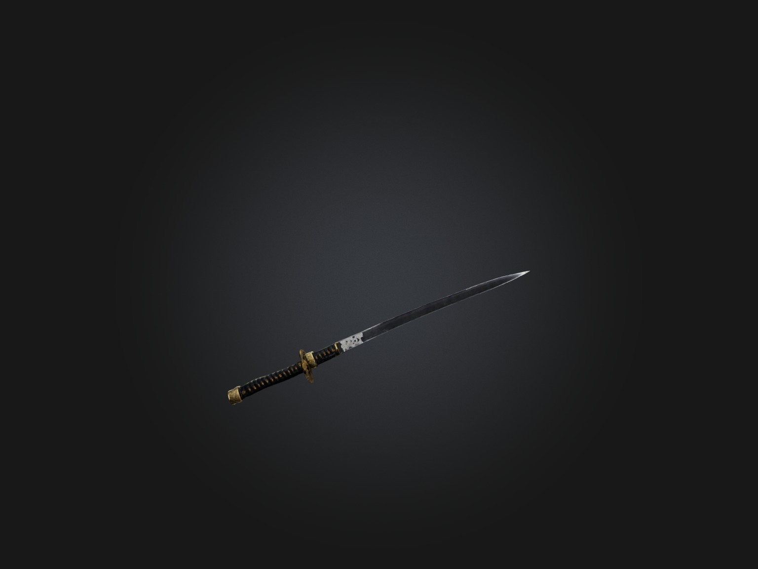 Realistic Samurai Sword Model Low-poly 3D model_4