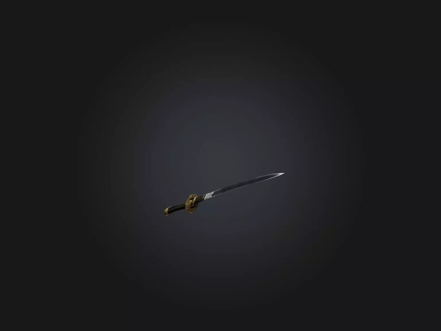 Realistic Samurai Sword Model Low-poly 3D model_0