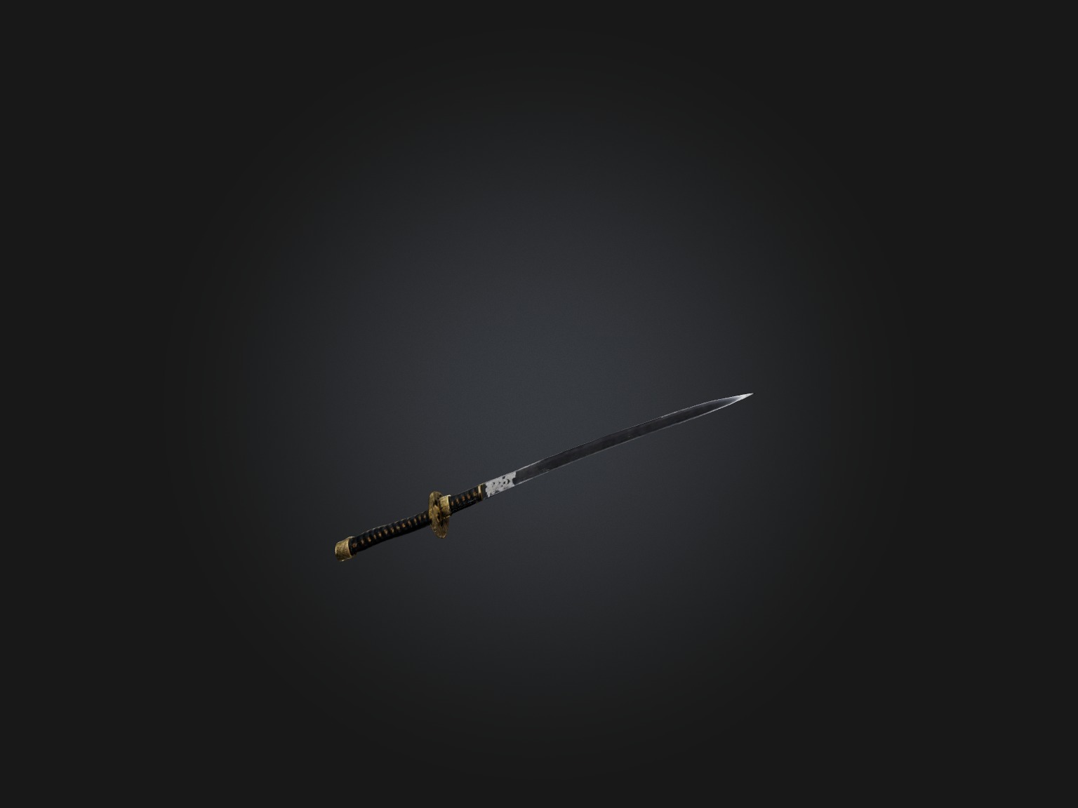 Realistic Samurai Sword Model Low-poly 3D model_3