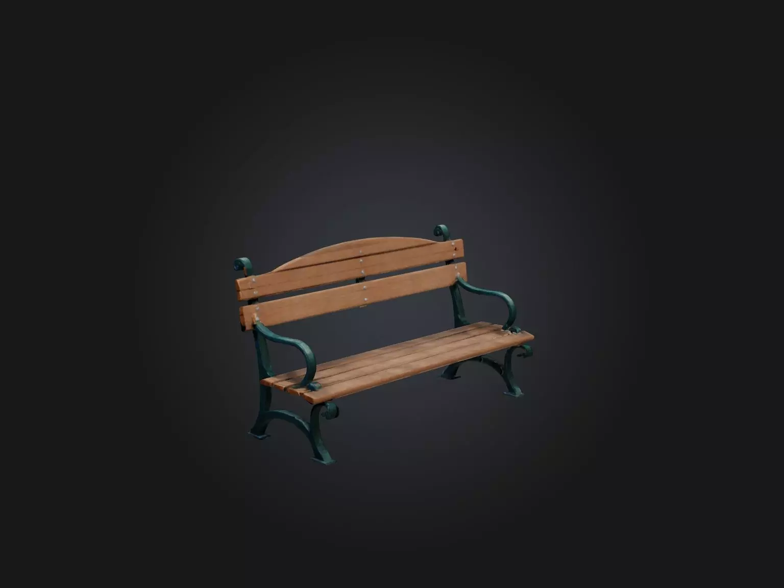 Realistic Park Bench Model Low-poly 3D model_0