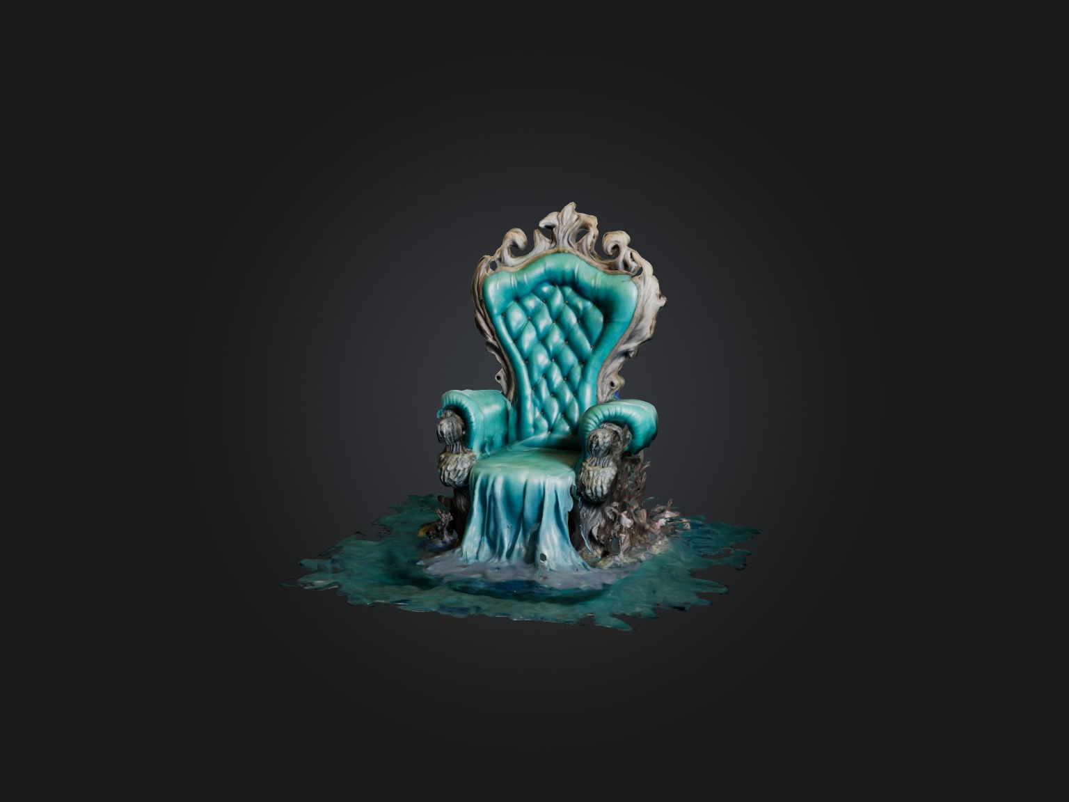 Realistic Mermaid Throne Model Low-poly 3D model_1